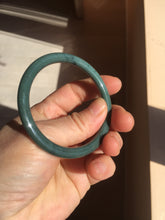 Load image into Gallery viewer, 51.1mm Certified Type A 100% Natural dark green blue gray black slim round cut Guatemala Jadeite bangle PJ3-4307
