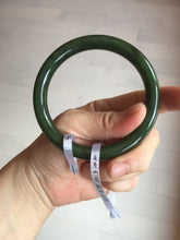 Load image into Gallery viewer, 60.5mm certified 100% Natural dark green/black round cut nephrite Jade(碧玉)  bangle HN13-1575
