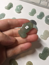 Load image into Gallery viewer, 100% natural type A icy watery jadeite green/yellow/white 3D PiXiu(貔貅) Feng Shui Wealth Attractor with Wealth Pool pendant group necklace PD8
