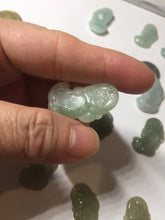 Load image into Gallery viewer, 100% natural type A icy watery jadeite green/yellow/white 3D PiXiu(貔貅) Feng Shui Wealth Attractor with Wealth Pool pendant group necklace PD8
