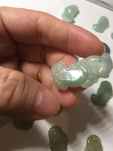 Load image into Gallery viewer, 100% natural type A icy watery jadeite green/yellow/white 3D PiXiu(貔貅) Feng Shui Wealth Attractor with Wealth Pool pendant group necklace PD8
