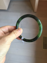 Load image into Gallery viewer, 56.5mm Certified 100% Natural Dark Green/Black Green Ink Painting (绿水墨) Round Cut Nephrite (Wulanhai 乌兰海碧玉) Bangle HN167-7332
