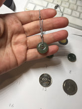 Load image into Gallery viewer, 14-15mm Type A 100% Natural dark green black gray(老油青) Jadeite Safety Guardian Button donuts pendant PD198

