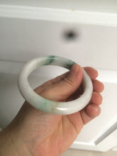 Load image into Gallery viewer, 60.6mm certified 100% Natural green/white with green floating flowers Jadeite Jade bangle AZ36-4373
