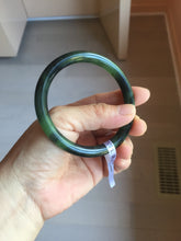 Load image into Gallery viewer, 56.5mm Certified 100% Natural Dark Green/Black Green Ink Painting (绿水墨) Round Cut Nephrite (Wulanhai 乌兰海碧玉) Bangle HN167-7332
