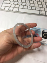 Load image into Gallery viewer, 54mm Certified 100% Natural Icy Watery Gray Very Light Smoky Purple (烟紫)  round cut Nephrite Bangle HN230-9223

