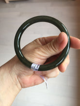 Load image into Gallery viewer, 60.2mm certified 100% Natural dark green/black round cut nephrite Jade(碧玉)  bangle HN14-0140
