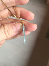 Load image into Gallery viewer, 100% natural type A icy watery light green blue gray Guatemala jadeite leaf pendant PD6
