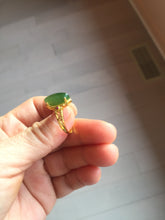 Load image into Gallery viewer, 100% Natural Marquise-shaped green nephrite (碧玉) cabochon  Jade ring (adjustable size) HT127
