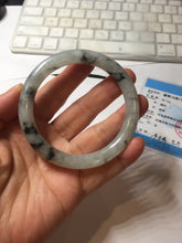 Load image into Gallery viewer, 56mm certificate 100% natural Type A white dark green ink painting (水墨) round cut jadeite jade bangle PC157-3144

