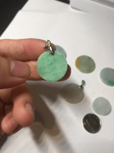 Load image into Gallery viewer, 100% Natural type A sunny green/yellow round Jadeite Jade safe and sound pendant group BP94
