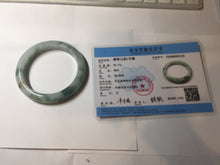Load image into Gallery viewer, 57.5mm certified 100% natural Type A watermelon-rind green white Cool White Base with Misty Green Patches jadeite bangle PE17-2123
