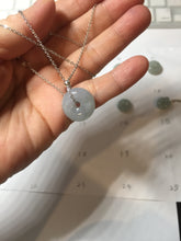 Load image into Gallery viewer, 12.6-16.2mm Type A 100% Natural icy watery light green blue purple white gray Jadeite Safety Guardian Button donuts pendant PF3
