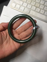 Load image into Gallery viewer, 60.4mm certified 100% Natural dark green/black nephrite Jade(碧玉) bangle HN11-1576
