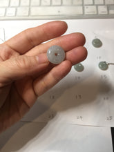 Load image into Gallery viewer, 12.6-16.2mm Type A 100% Natural icy watery light green blue purple white gray Jadeite Safety Guardian Button donuts pendant PF3

