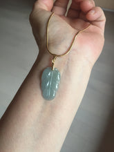 Load image into Gallery viewer, 100% natural type A icy watery light green blue gray Guatemala jadeite leaf pendant PD6
