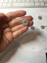 Load image into Gallery viewer, 12.6-16.2mm Type A 100% Natural icy watery light green blue purple white gray Jadeite Safety Guardian Button donuts pendant PF3
