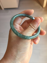 Load image into Gallery viewer, 54mm Type A 100% Natural Light Green/Gray/Black/Purple/Brown “Reed Flowers &amp; Snow” Guatemala Slim Round Cut Jadeite Bangle PJ126-1420
