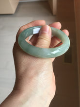 Load image into Gallery viewer, 53.8mm 100% natural Type A icy watery light green/gray jadeite jade bangle PC118-0355
