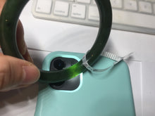 Load image into Gallery viewer, 60.4mm certified 100% Natural dark green/black nephrite Jade(碧玉) bangle HN11-1576
