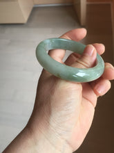 Load image into Gallery viewer, 53.8mm 100% natural Type A icy watery light green/gray jadeite jade bangle PC118-0355
