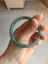 Load image into Gallery viewer, 54mm Type A 100% Natural Light Green/Gray/Black/Purple/Brown “Reed Flowers &amp; Snow” Guatemala Slim Round Cut Jadeite Bangle PJ126-1420
