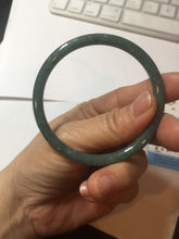 Load image into Gallery viewer, 56.5mm Certified Type A 100% Natural icy watery green/blue/black/gray slim round cut Guatemala Jadeite bangle PB14-5629
