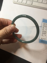 Load image into Gallery viewer, 56.5mm Certified Type A 100% Natural icy watery green/blue/black/gray slim round cut Guatemala Jadeite bangle PB14-5629
