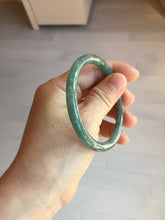 Load image into Gallery viewer, 54mm Type A 100% Natural Light Green/Gray/Black/Purple/Brown “Reed Flowers &amp; Snow” Guatemala Slim Round Cut Jadeite Bangle PJ126-1420
