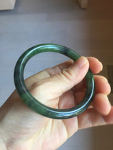 Load image into Gallery viewer, 57mm Certified 100% Natural Fresh Young Green/Dark Green/Black Green Ink Painting (绿水墨) Round Cut Nephrite (Wulanhai 乌兰海碧玉) Bangle HN151-7331
