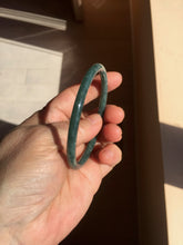 Load image into Gallery viewer, 58.2mm Certified Type A 100% Natural dark green blue gray black slim round cut Guatemala Jadeite bangle PC201-4313
