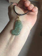 Load image into Gallery viewer, 100% natural type A icy watery jadeite green/yellow/white 3D PiXiu(貔貅) Feng Shui Wealth Attractor with Wealth Pool pendant group necklace PD8
