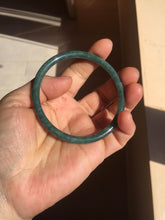 Load image into Gallery viewer, 58.2mm Certified Type A 100% Natural dark green blue gray black slim round cut Guatemala Jadeite bangle PC201-4313
