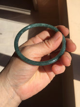 Load image into Gallery viewer, 58.2mm Certified Type A 100% Natural dark green blue gray black slim round cut Guatemala Jadeite bangle PC201-4313
