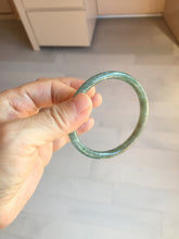 Load image into Gallery viewer, 56mm Type A 100% Natural Light Green/Gray/Black/Brown “Reed Flowers &amp; Snow” Guatemala Slim Round Cut Jadeite Bangle PJ127-1420

