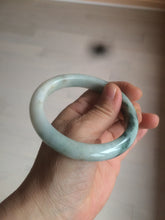 Load image into Gallery viewer, 59mm Certified type A 100%  Natural green/white/brown with green floating flowers slim Jadeite bangle AZ34-4364
