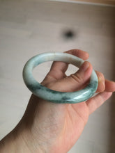 Load image into Gallery viewer, 59mm Certified type A 100%  Natural green/white/brown with green floating flowers slim Jadeite bangle AZ34-4364
