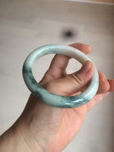 Load image into Gallery viewer, 59mm Certified type A 100%  Natural green/white/brown with green floating flowers slim Jadeite bangle AZ34-4364
