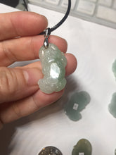 Load image into Gallery viewer, 100% natural type A icy watery jadeite green/yellow/white 3D PiXiu(貔貅) Feng Shui Wealth Attractor with Wealth Pool pendant group necklace PD8
