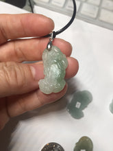 Load image into Gallery viewer, 100% natural type A icy watery jadeite green/yellow/white 3D PiXiu(貔貅) Feng Shui Wealth Attractor with Wealth Pool pendant group necklace PD8
