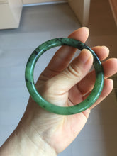 Load image into Gallery viewer, 58mm Certified 100% Natural Fresh Young Green/Dark Green/Black Green Ink Painting (绿水墨) Round Cut Nephrite (Wulanhai 乌兰海碧玉) Bangle HN150-7311
