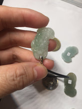 Load image into Gallery viewer, 100% natural type A icy watery jadeite green/yellow/white 3D PiXiu(貔貅) Feng Shui Wealth Attractor with Wealth Pool pendant group necklace PD8

