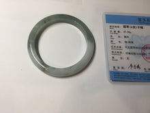 Load image into Gallery viewer, 57.5mm certified 100% natural Type A watermelon-rind green white Cool White Base with Misty Green Patches jadeite bangle PE18-2116
