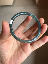 Load image into Gallery viewer, 54.8mm Certified Type A 100% Natural dark green/blue/gray Guatemala slim round cut Jadeite bangle PD182-2480

