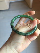 Load image into Gallery viewer, 58mm Certified 100% Natural Fresh Young Green/Dark Green/Black Green Ink Painting (绿水墨) Round Cut Nephrite (Wulanhai 乌兰海碧玉) Bangle HN150-7311
