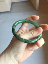 Load image into Gallery viewer, 58mm Certified 100% Natural Fresh Young Green/Dark Green/Black Green Ink Painting (绿水墨) Round Cut Nephrite (Wulanhai 乌兰海碧玉) Bangle HN150-7311
