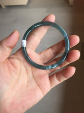 Load image into Gallery viewer, 54.8mm Certified Type A 100% Natural dark green/blue/gray Guatemala slim round cut Jadeite bangle PD182-2480
