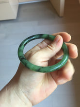 Load image into Gallery viewer, 58mm Certified 100% Natural Fresh Young Green/Dark Green/Black Green Ink Painting (绿水墨) Round Cut Nephrite (Wulanhai 乌兰海碧玉) Bangle HN150-7311
