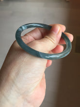Load image into Gallery viewer, 54.8mm Certified Type A 100% Natural dark green/blue/gray Guatemala slim round cut Jadeite bangle PD182-2480

