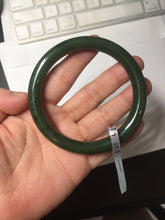 Load image into Gallery viewer, 60.5mm certified 100% Natural dark green/black round cut nephrite Jade(碧玉)  bangle HN13-1575
